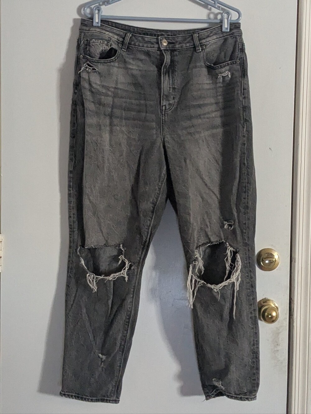 American Eagle Outfitters Black Washed Ripped Boyfriend Jeans